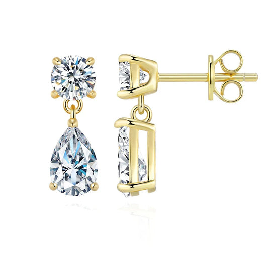 925 Sterling Silver 1.5 Ct Moissanite Drop Earrings For Men Women