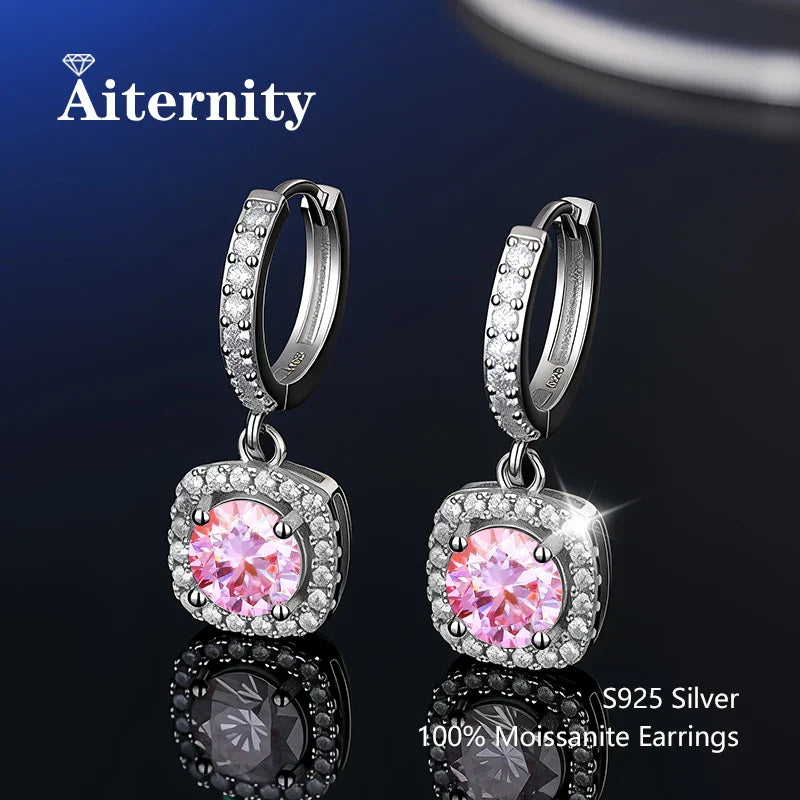 925 Sterling Silver Moissanite Stud Earrings VVS1 Cut GRA Certificate Unisex