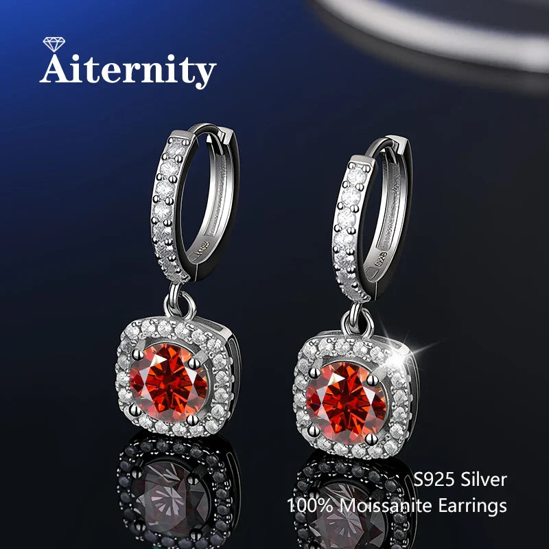 925 Sterling Silver Moissanite Stud Earrings VVS1 Cut GRA Certificate Unisex