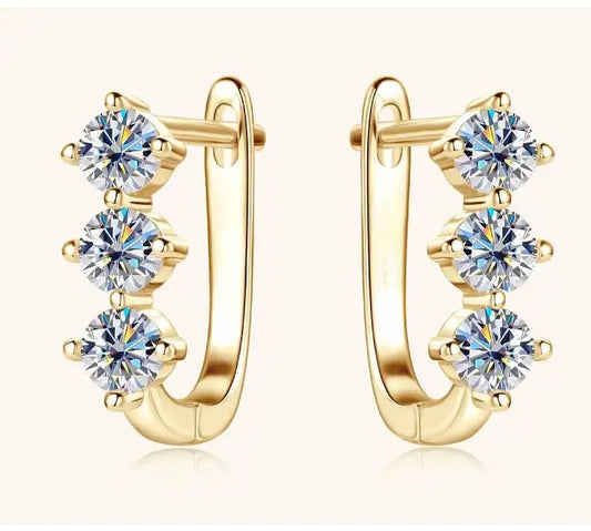 925 Sterling Silver Moissanite Hoop Earrings.1ct 6D For Women Valentine Gift