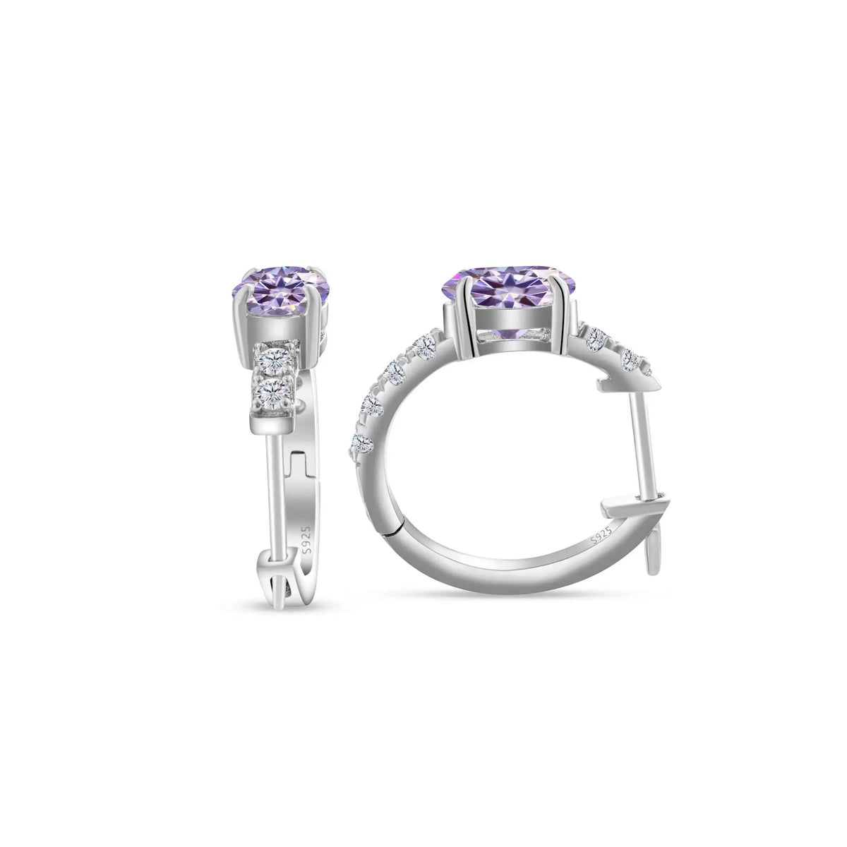 925 Sterling Silver Moissanite 1 Ct Oval Stud Earrings For Women GIA