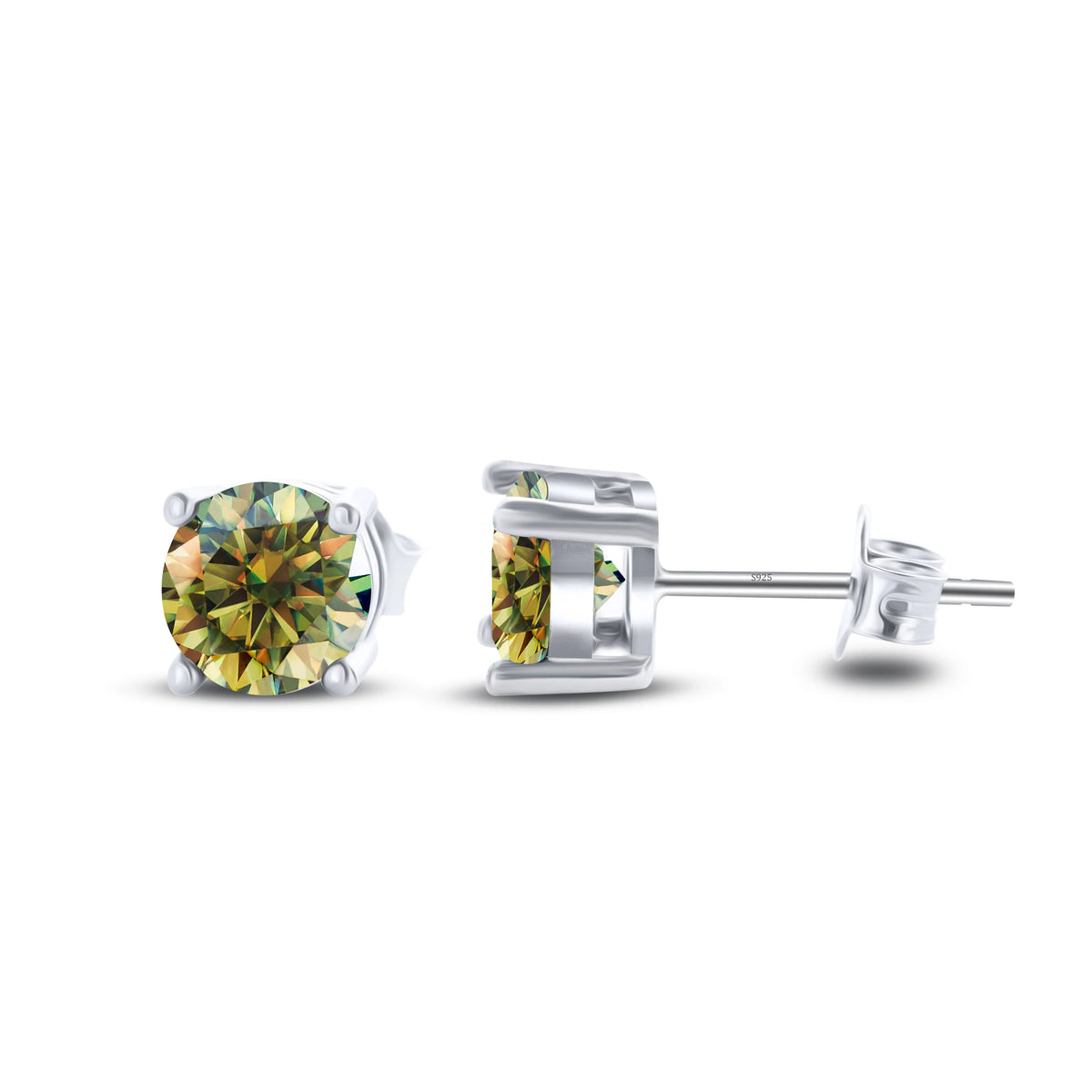 925 Sterling Silver Moissanite Stud Earrings - Round 1ctw Engagement Gift