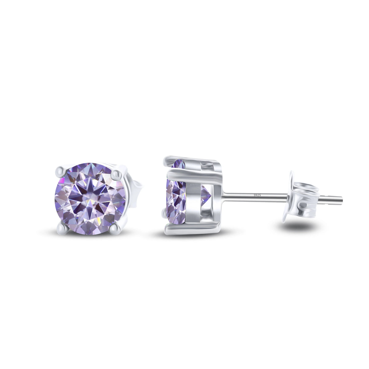 925 Sterling Silver Moissanite Stud Earrings - Round 1ctw Engagement Gift