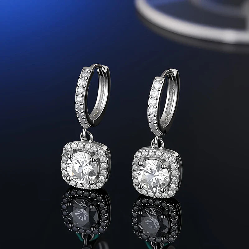 925 Sterling Silver Moissanite Stud Earrings VVS1 Cut GRA Certificate Unisex
