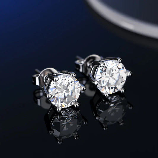 925 Sterling Silver Moissanite Stud Earrings VVS1 Cut GRA Certificate Unisex