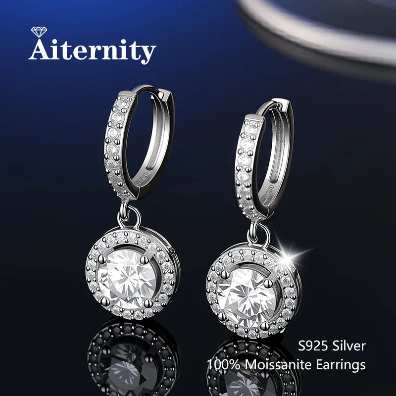 925 Sterling Silver Moissanite Stud Earrings VVS1 Cut GRA Certificate Unisex