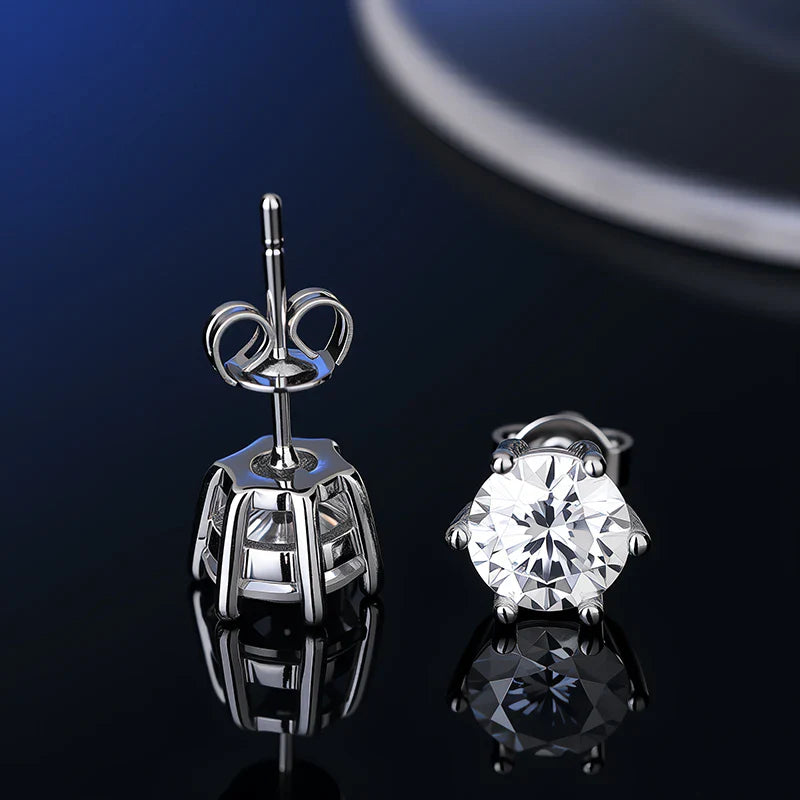 925 Sterling Silver Moissanite Stud Earrings VVS1 Cut GRA Certificate Unisex