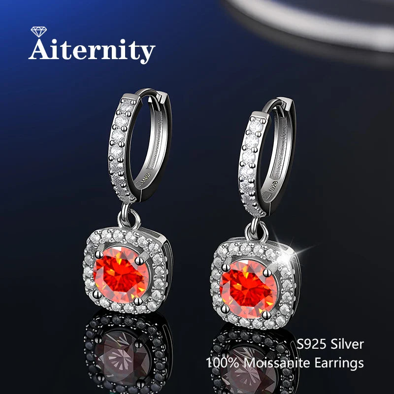 925 Sterling Silver Moissanite Stud Earrings VVS1 Cut GRA Certificate Unisex