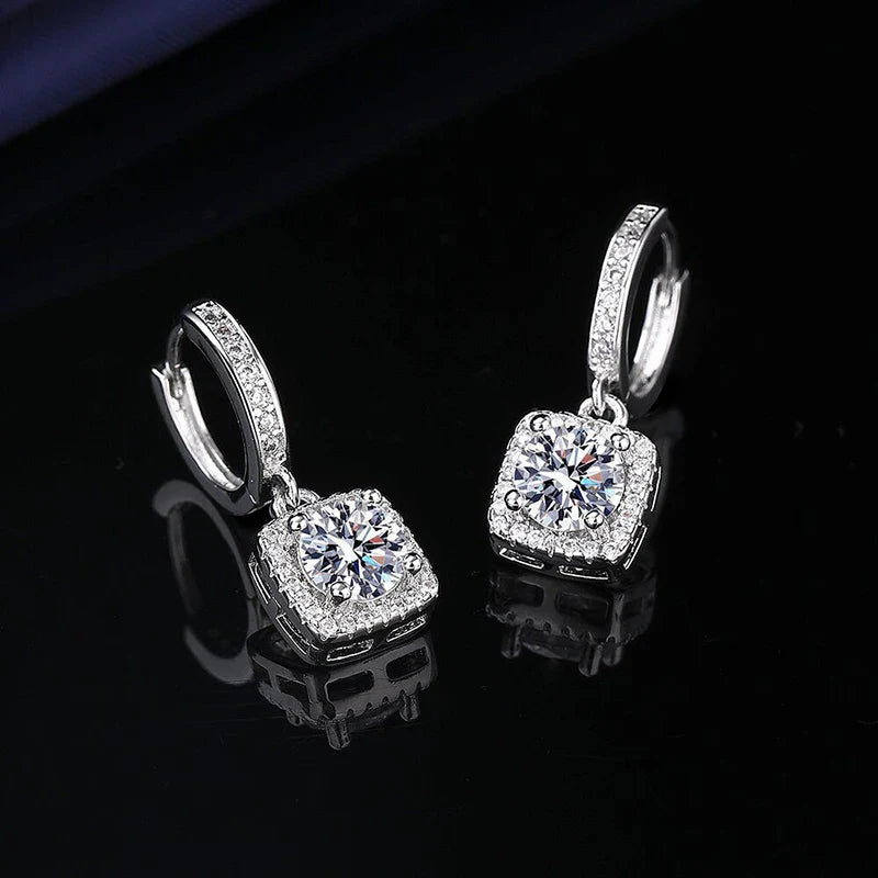 925 Sterling Silver Moissanite Stud Earrings VVS1 Cut GRA Certificate Unisex