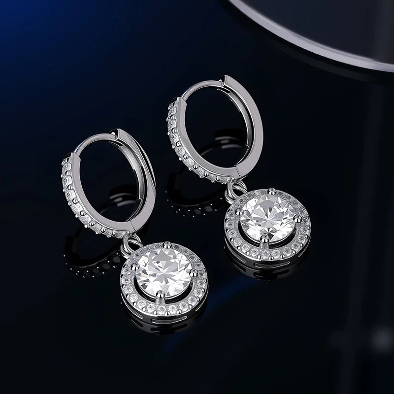 925 Sterling Silver Moissanite Stud Earrings VVS1 Cut GRA Certificate Unisex
