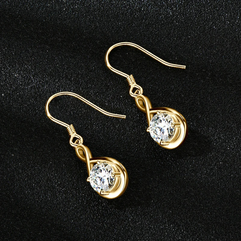 925 Sterling Silver 1ct Round Moissanite Teardrop Earrings Classic Casual