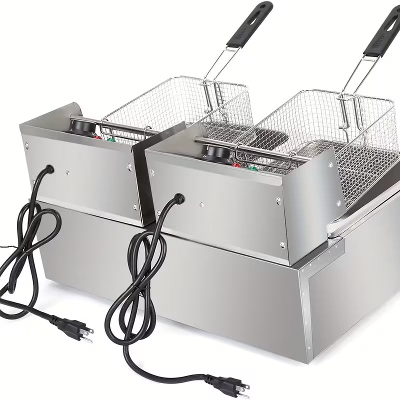 Stainless Steel Electric Deep Fryer with 2 Baskets