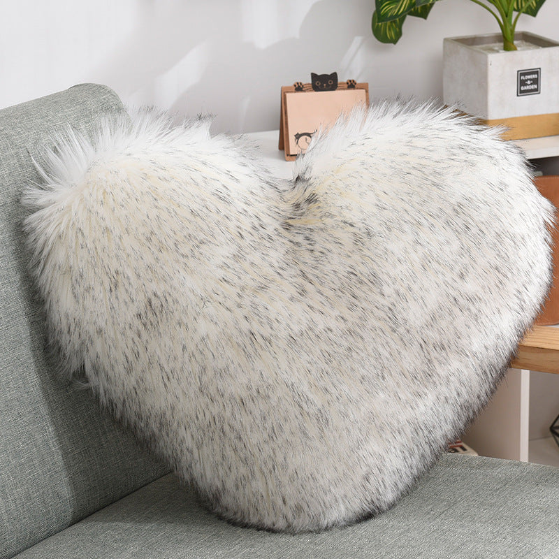 Cojines Decorativos Corazón Largos de Peluche Suaves y Esponjosos Funda de Cojín para Sofá Fundas de Almohada Blanco