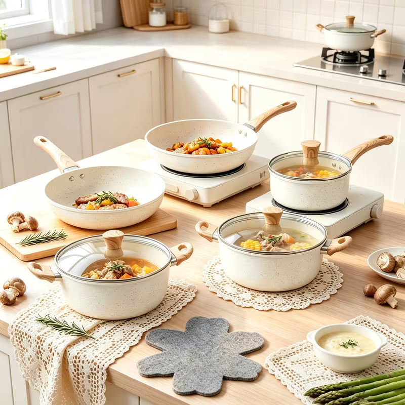 12-Piece Stainless Steel Cookware Set with Frying Pan and Saucepan