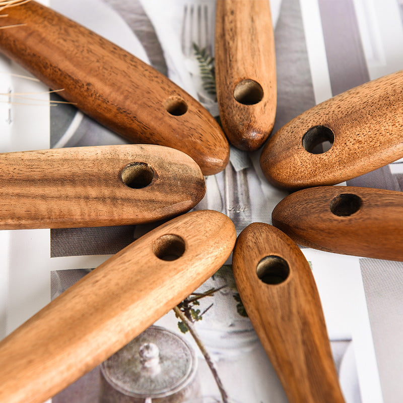 Cuchara de madera de teca natural, cucharón, espátula, colador de arroz, espumadera de sopa, juego de utensilios de cocina, cuchara, cucharon, herramientas y aparatos de cocina
