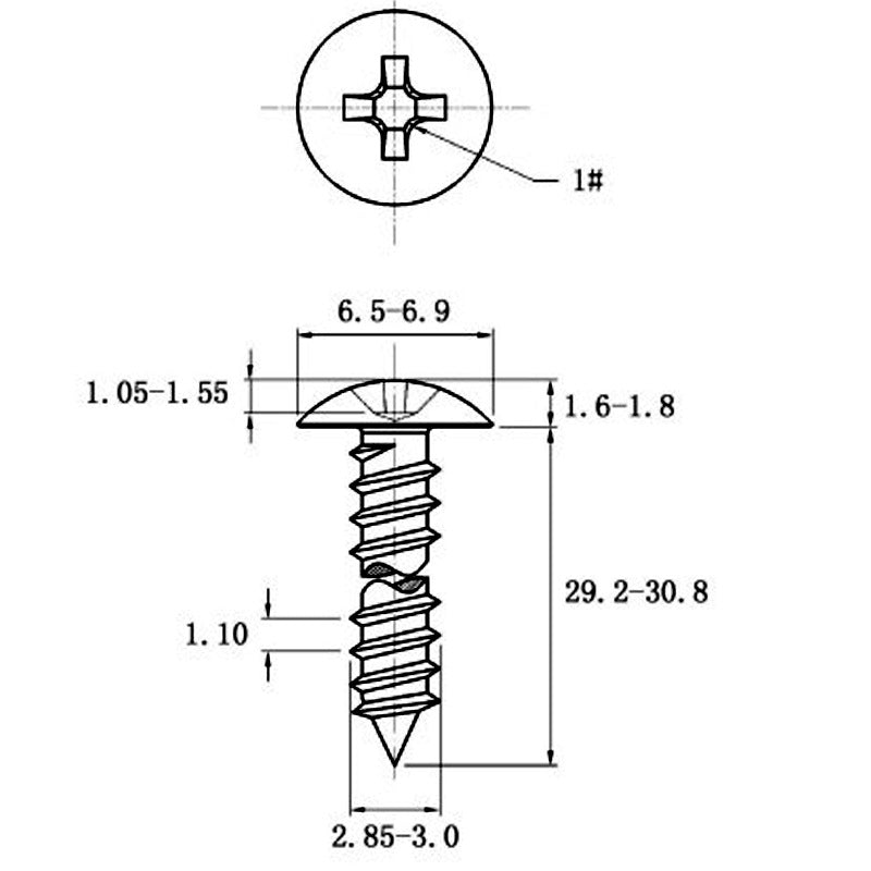 Stainless Steel Cross Big Head Self-tapping Screw Mushroom-shaped Haircut Round Head