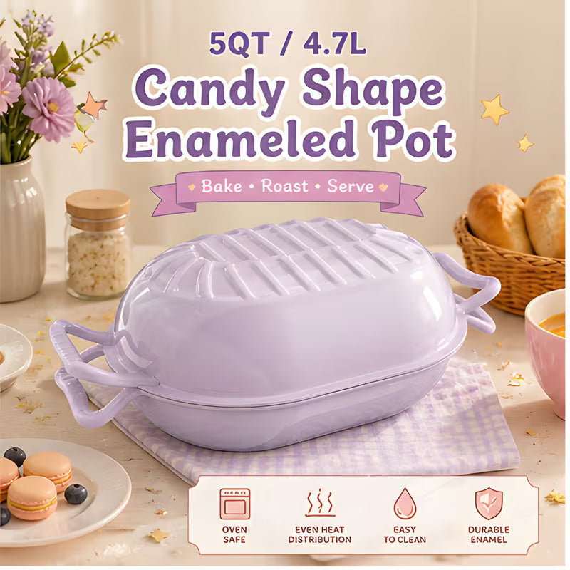 5-Quart Enameled Cast Iron Bread Oven with Dome Lid and Potholders