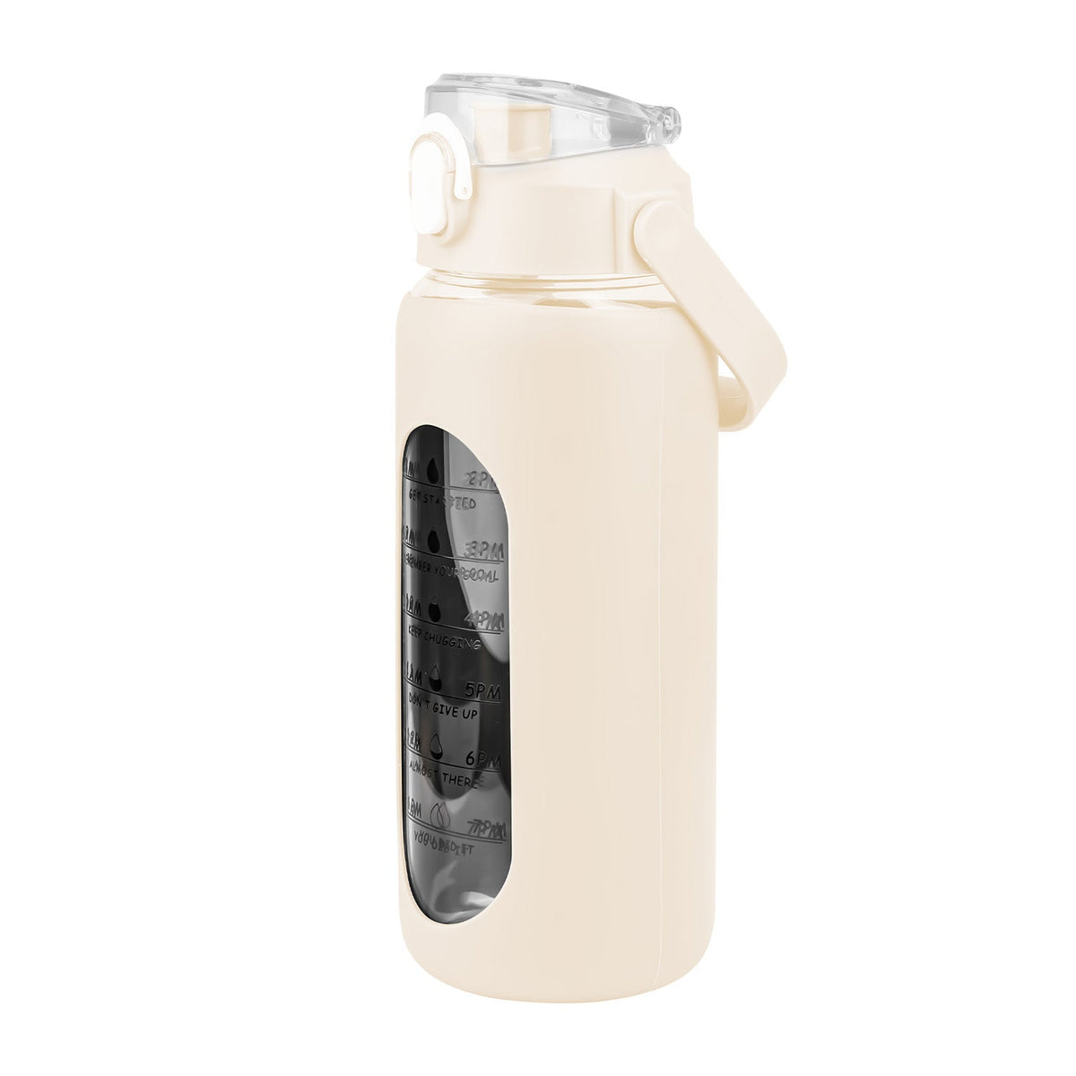 34Oz Glass Water Bottle Sports Water Bottle Motivational Water Bottle Water Intake Tracker Bottle with Straw Time Marker Silicone Sleeve Handle for Gy