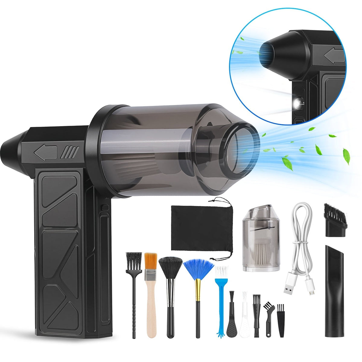 160,000RPM Air Duster – Cordless Rechargeable Blower with LED Light & 4 Speeds