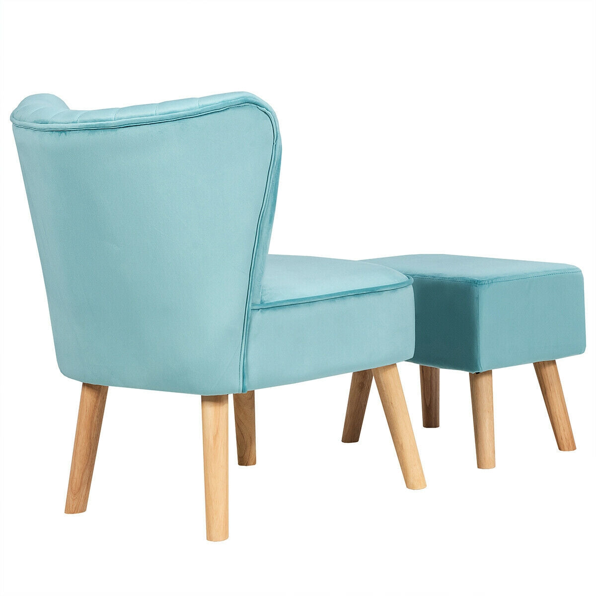 Modern Accent Chair Ottoman Set with Footstool
