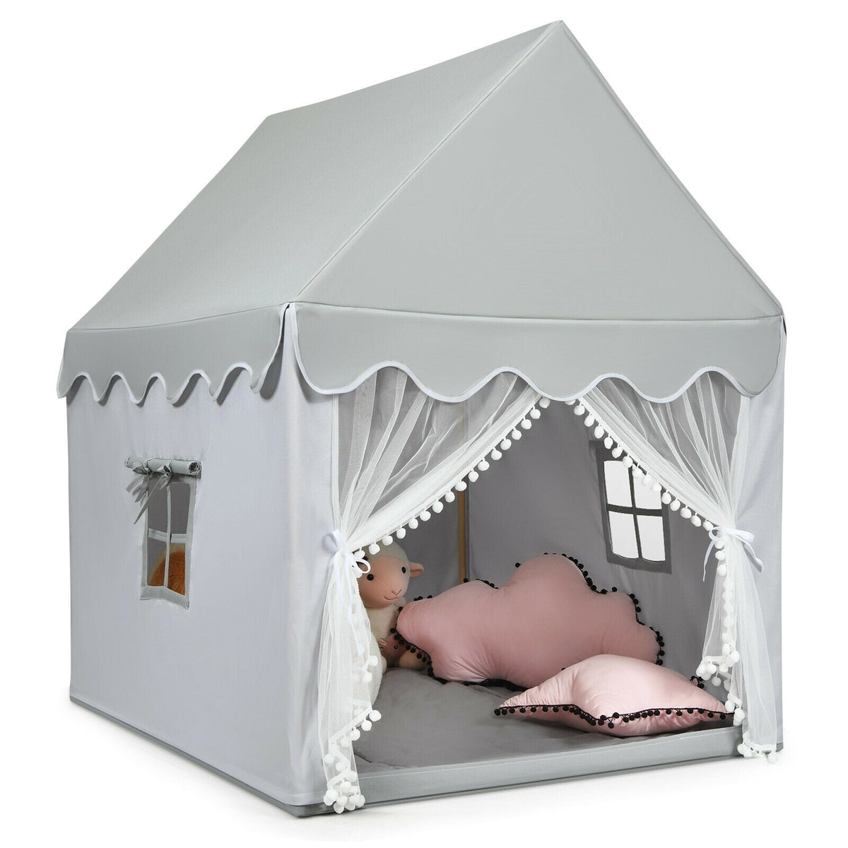 Castillo de juego grande para niños, tienda de hadas con alfombra