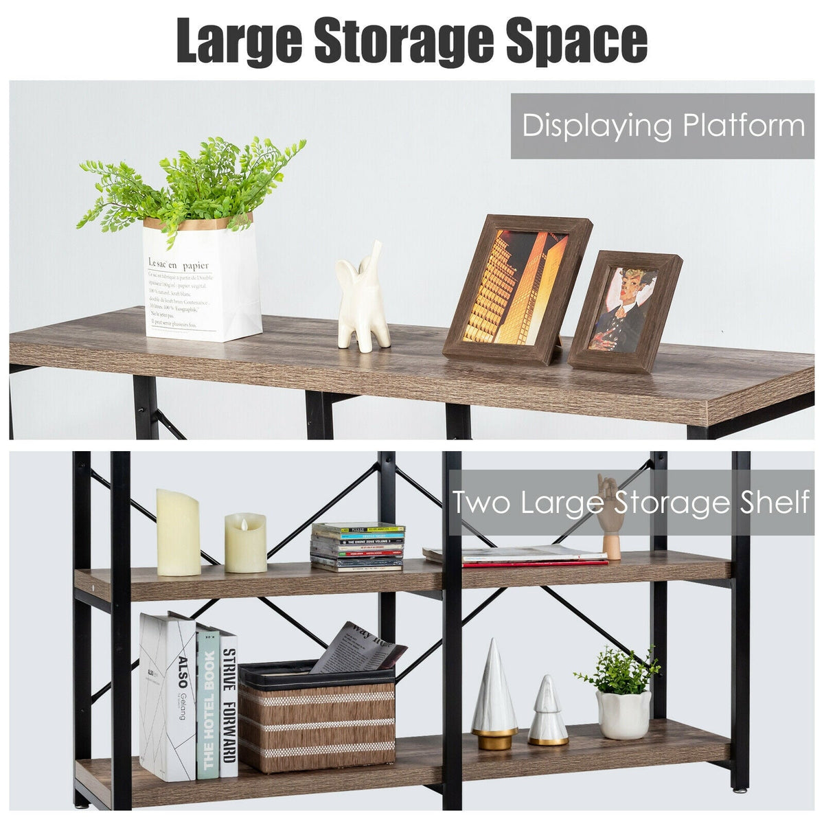 3 Tier 47 Inch Console Metal Frame Sofa Table