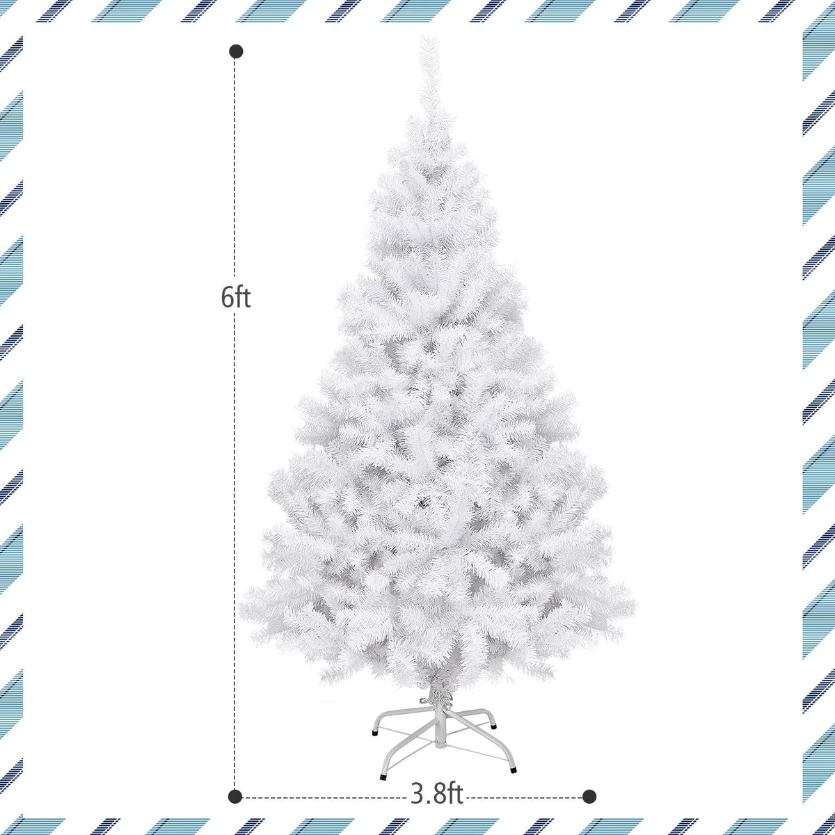 6' / 7.5' / 9' Hinged Artificial Christmas Tree with Metal Stand