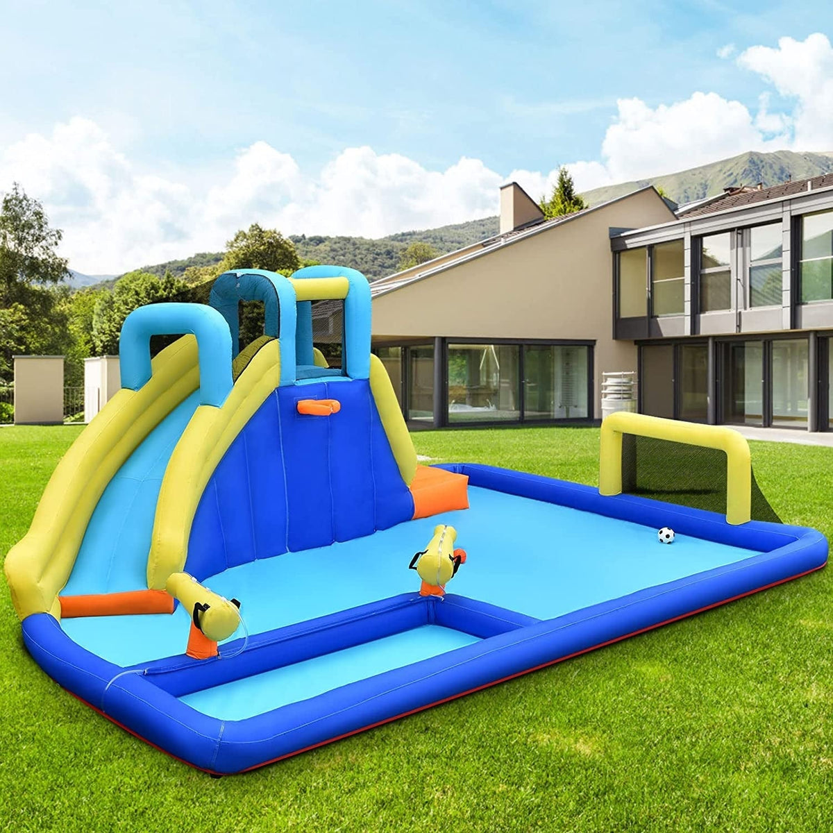 Toboganes inflables de agua 6 en 1 con soplador para niños