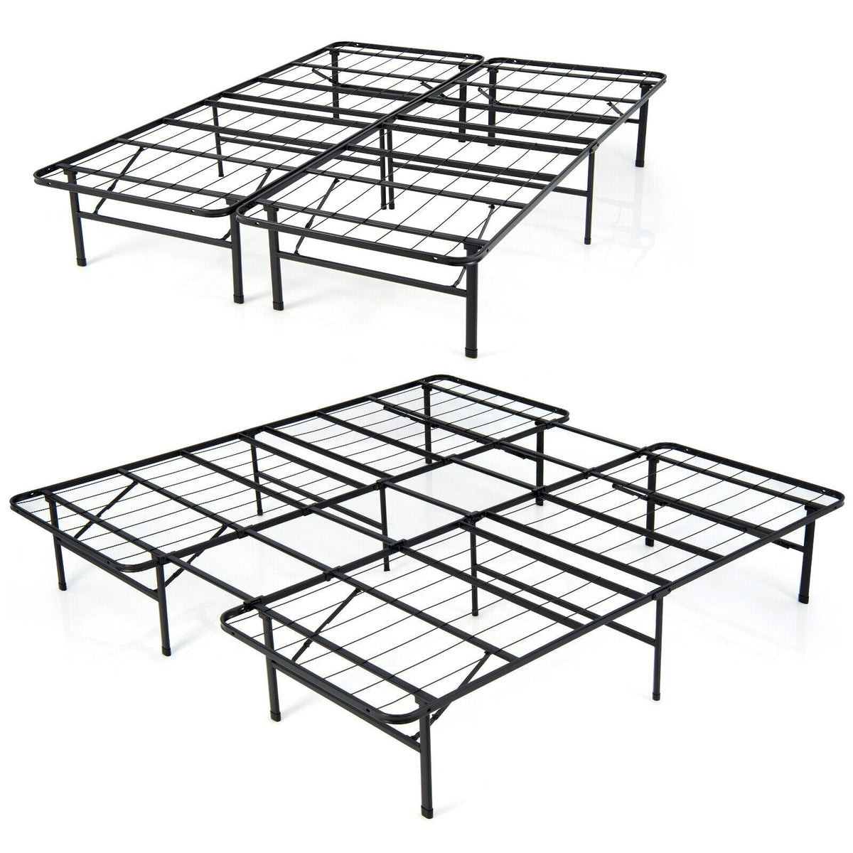 Full/King Size Folding Steel Platform Bed Frame for Kids and Adults