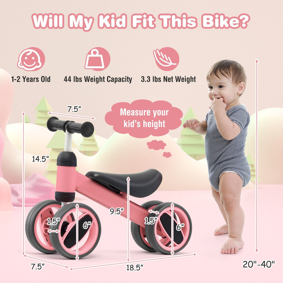 Bicicleta de equilibrio de 4 ruedas para bebé