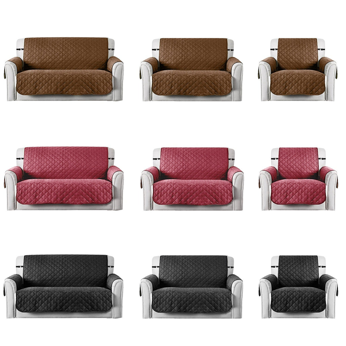 Reversible Sofa Cover Chair Loveseat Couch Slipcover Microfiber Cushion Furniture Protector Shield Water-Resistant w/ Elastic Strap for Kids Pet Dog C