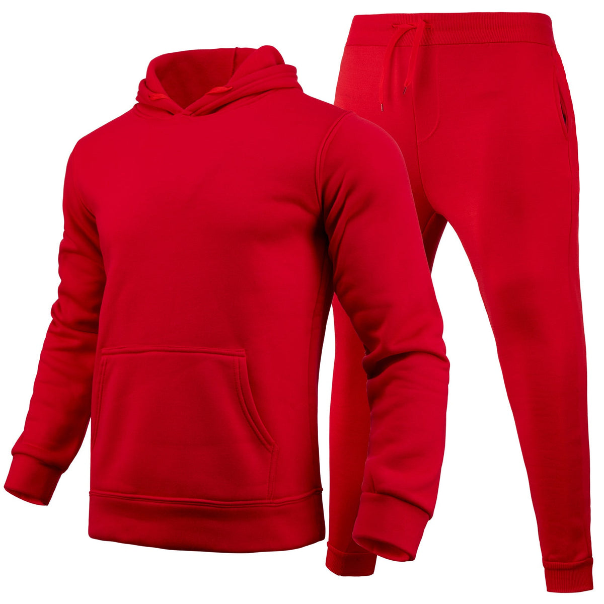 Slim-fit Solid Color Hoodie Set Urban Casual