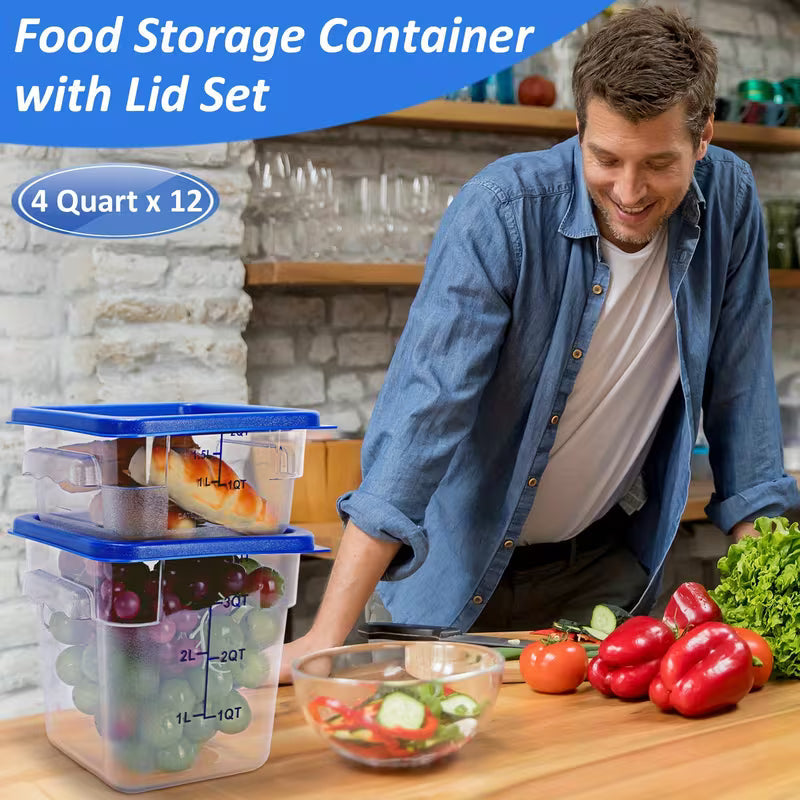 8-Piece Square Food Storage Containers Set with Lids
