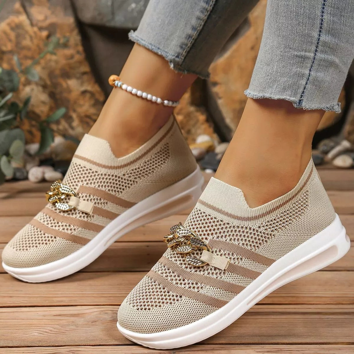 Round Toe Mesh Slip-Ons