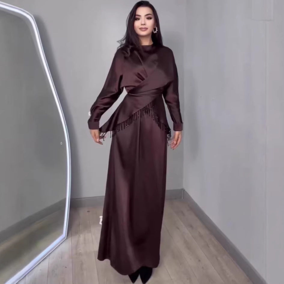 Silky Long-sleeved Elegant And Sophisticated Dress