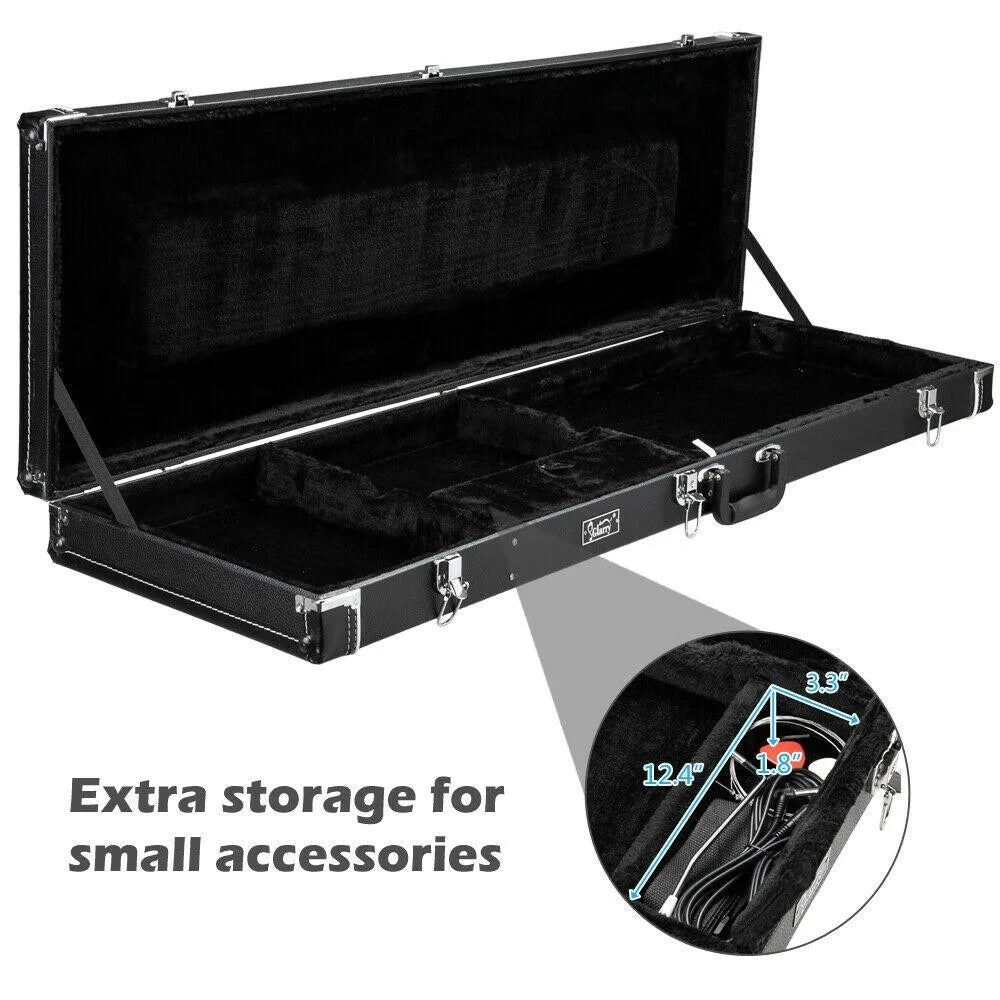 Estuche rígido portátil para bajo para todos los bajos, estuche rígido con cerradura, negro