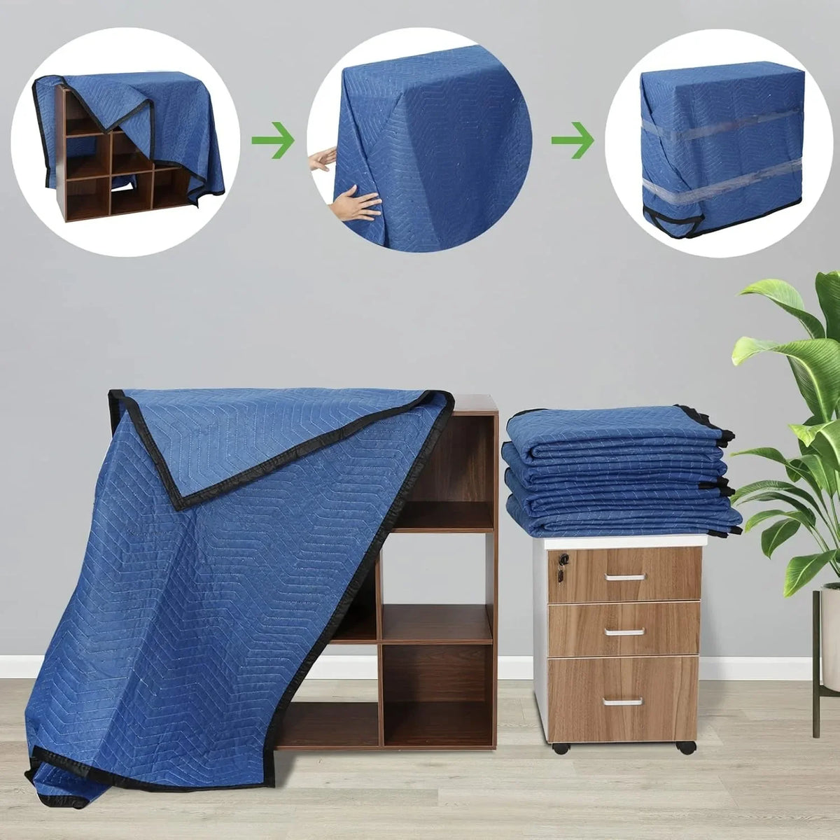 Moving Blankets 12 Pack,80’’x 72’’(35 lb/dz Weight) Quilted Shipping Furniture Pads Packing Blanket Moving Supplies,Furnitu