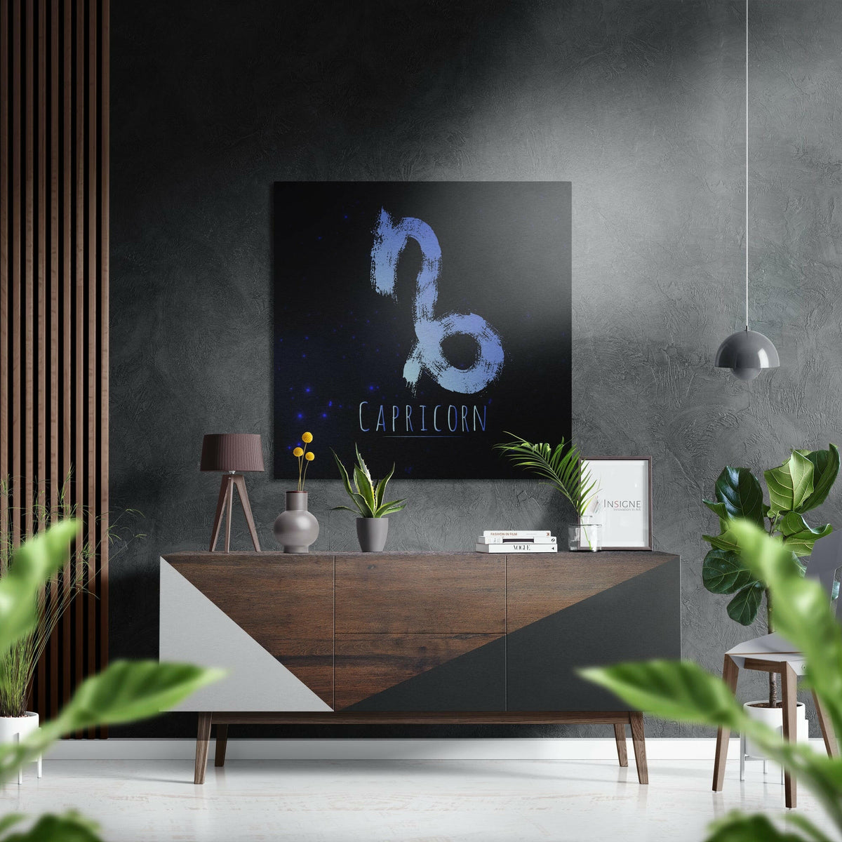 Blue Brushstroke Capricorn Star Sign Brushed Aluminium Dibond Wall Art