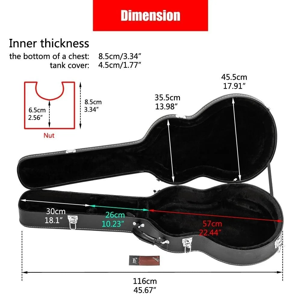 Estuche rígido para guitarra eléctrica tipo 335 GJazz EPI con superficie abultada