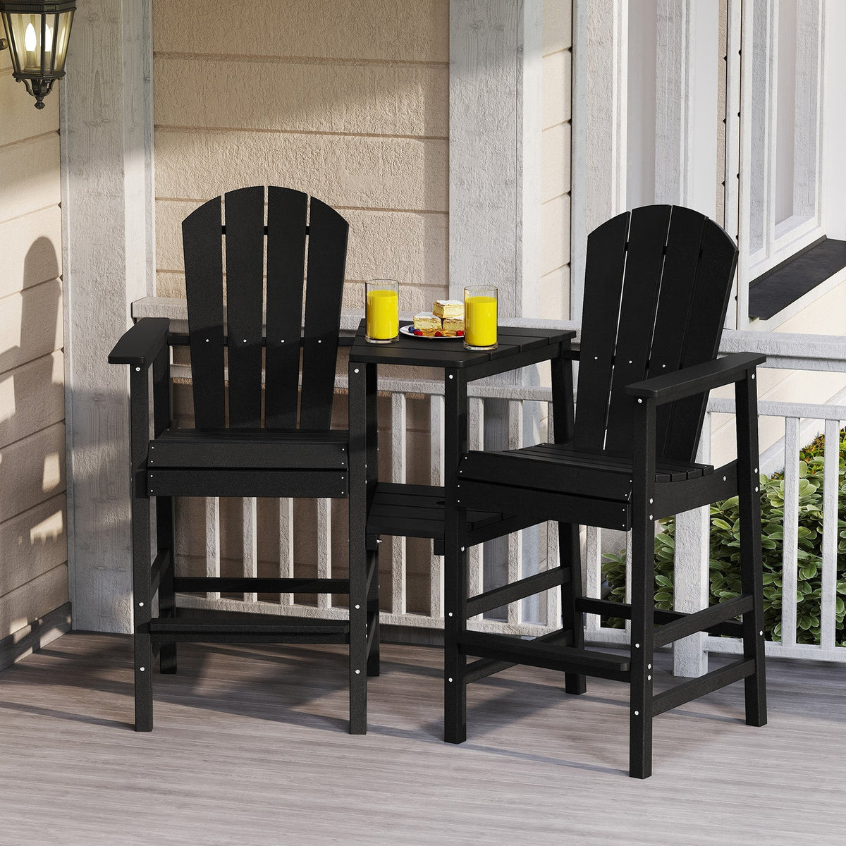 2-Seat Adirondack Chair All-Weather Adirondack Chair with Double Connecting Tray