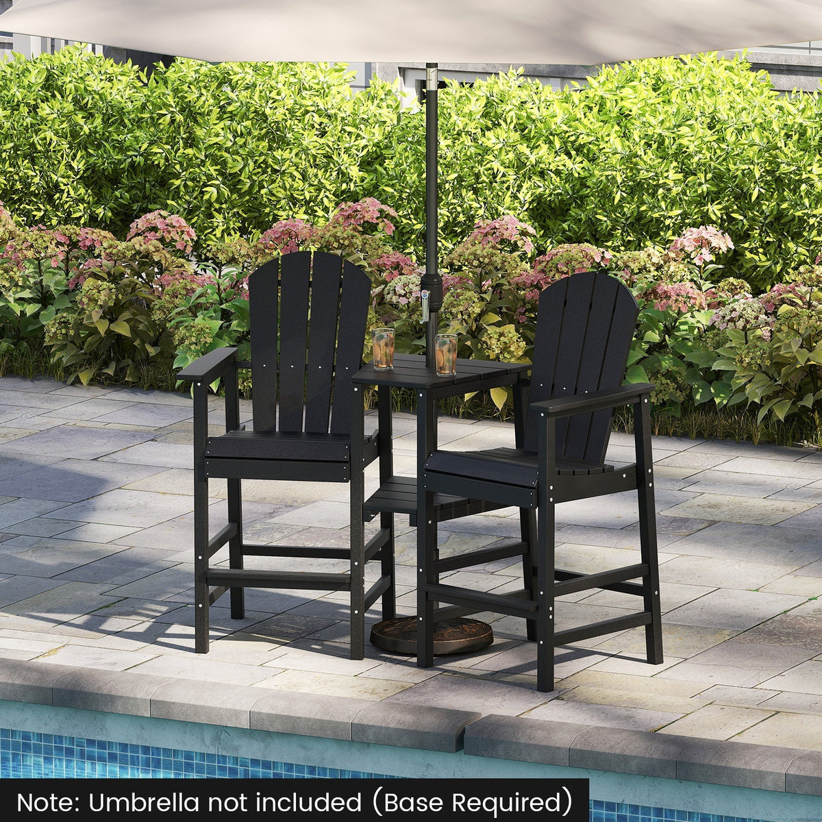 2-Seat Adirondack Chair All-Weather Adirondack Chair with Double Connecting Tray