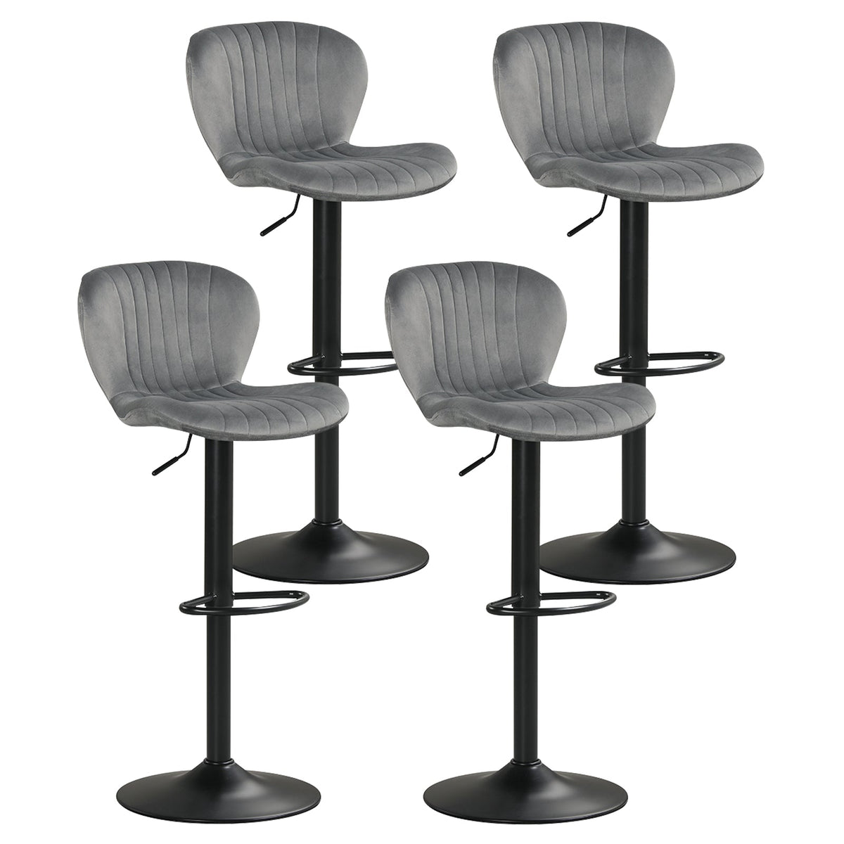Adjustable Counter Height Chairs Set of 4 with Velvet Upholstered Backrests