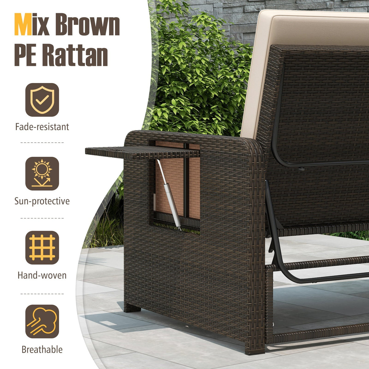 Premium Adjustable Outdoor Patio Daybed Set with Cushions and Storage Ottoman