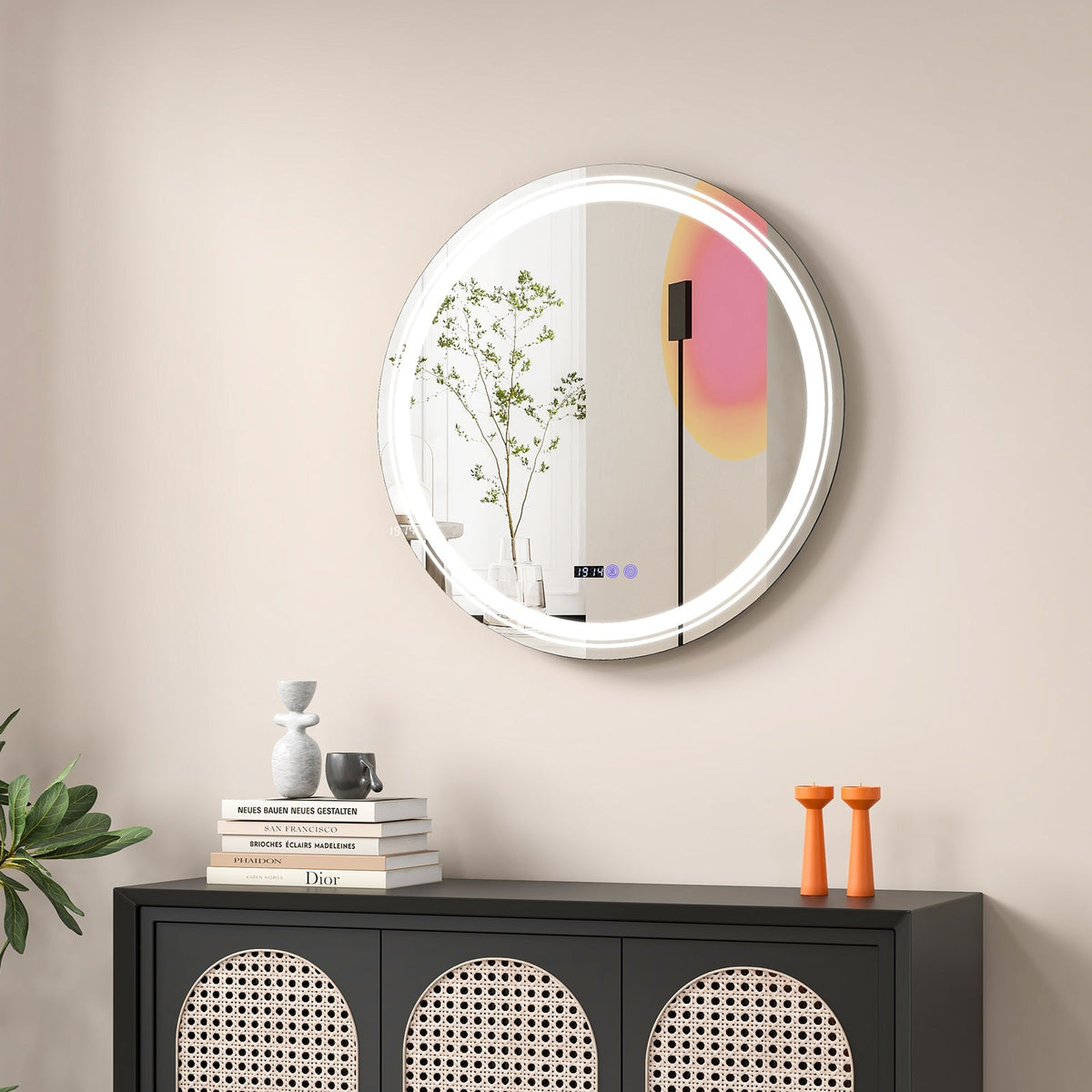 Anti-Fog Round Led Bathroom Mirror with 3 Color LED Lights