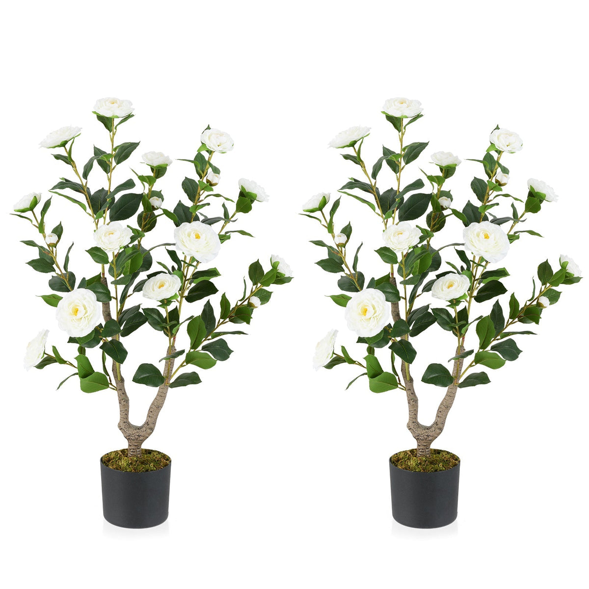 36 Inch Artificial Camellia Tree with Blooming Flower 2 Pack