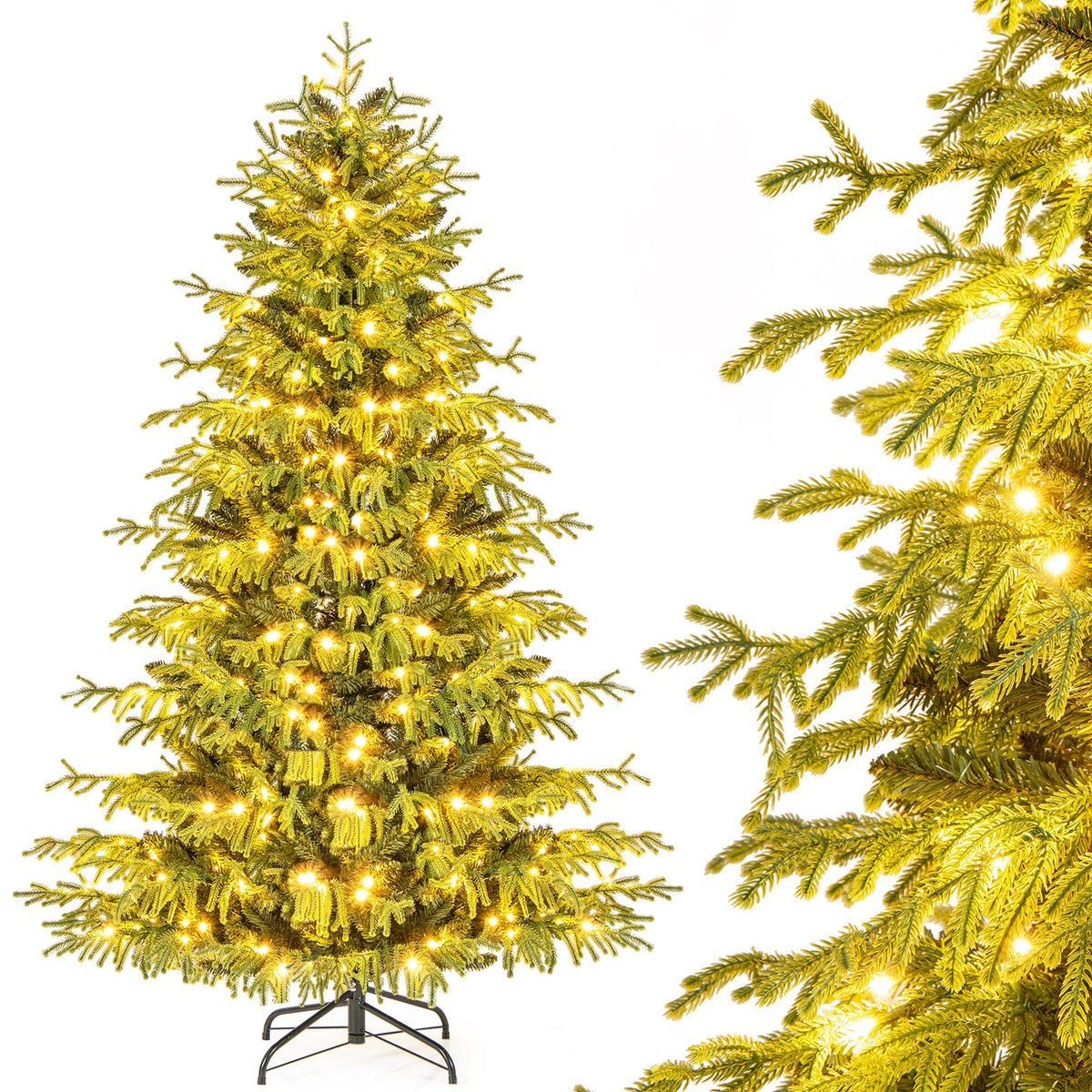 Artificial Christmas Tree with LED Lights and PVC Mixed Branch Tips