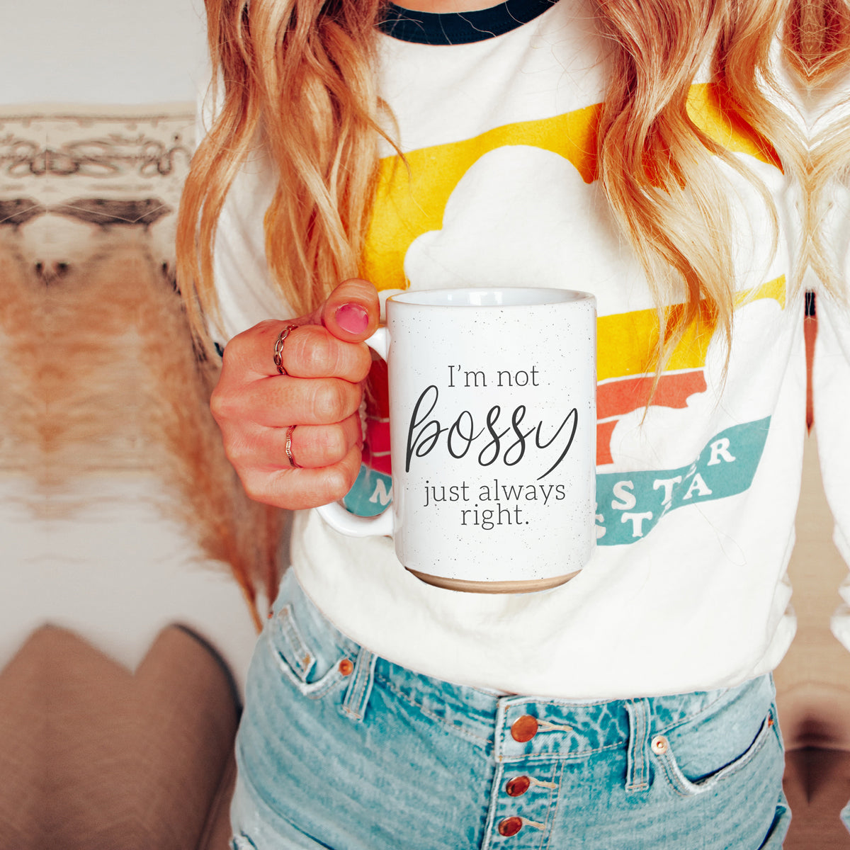 Funny 16oz Ceramic Mug I'm Not Bossy Just Always Right Coffee Gift