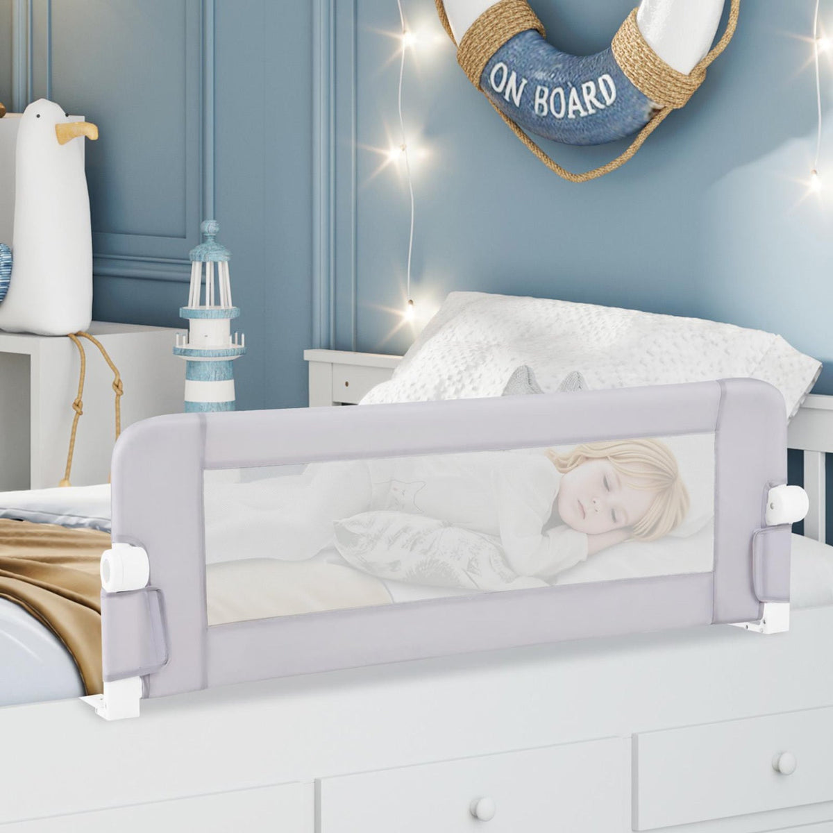 Foldable Bed Rail Swing Down Baby Bed Guard Rail
