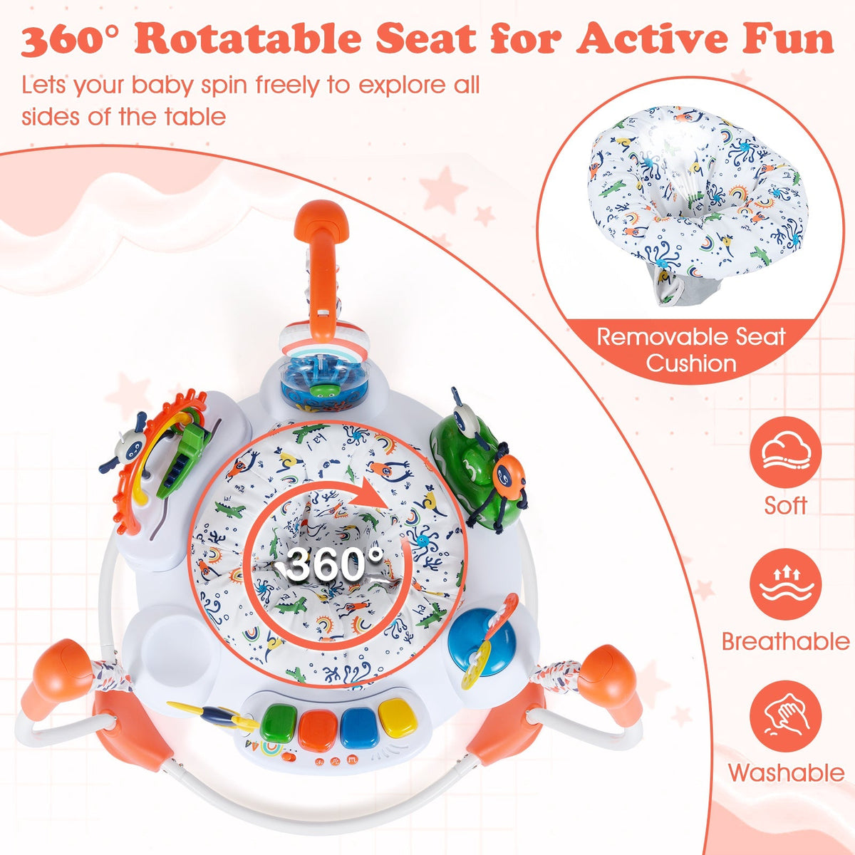 Baby Activity Center Baby Jumper and Bouncer with 6 Interactive Toys Lights and Music