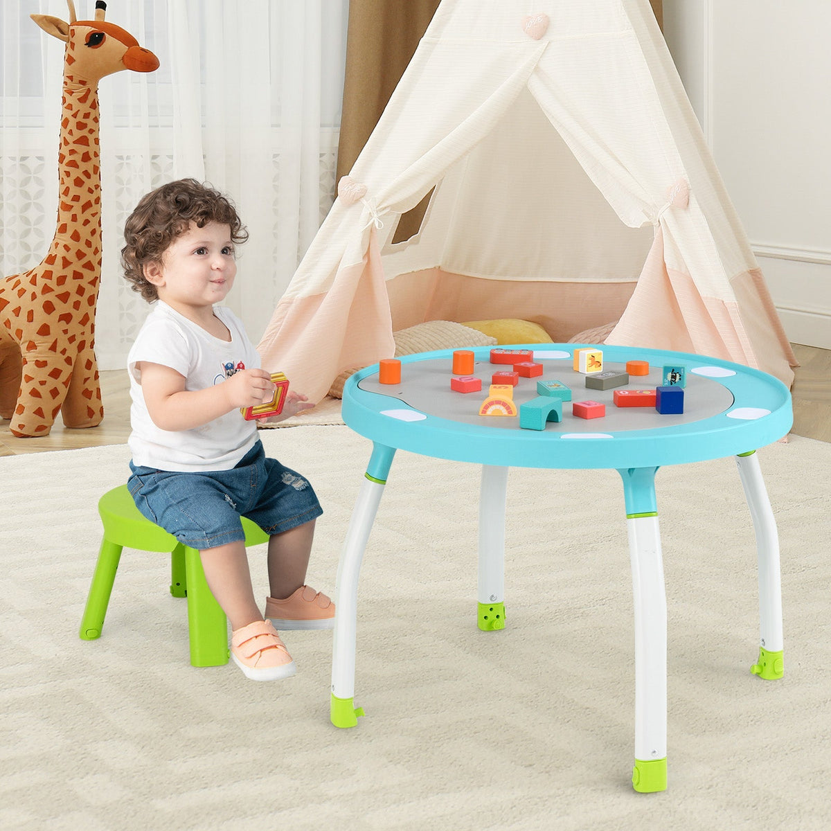 Centro de Actividades para Bebés 5 en 1 Asiento Interactivo con Juguetes Extraíbles